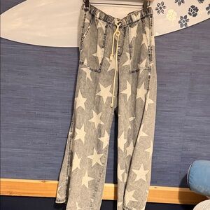 eesome Star Patterned Gray Pants
